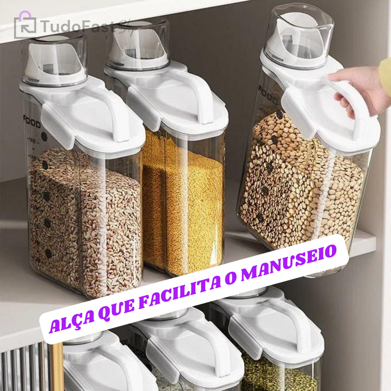 Kit Dispenser Hermetic Food® - Potes Herméticos de Acrílico Multiuso com Dosador