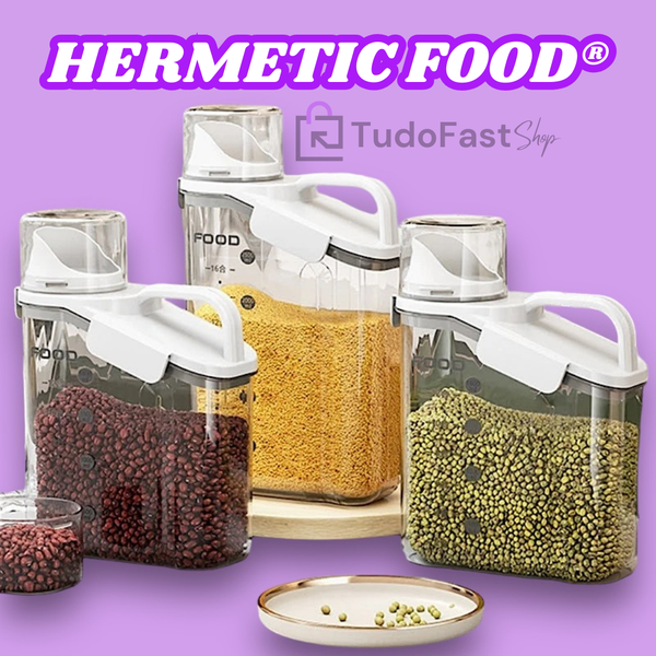 Kit Dispenser Hermetic Food® - Potes Herméticos de Acrílico Multiuso com Dosador