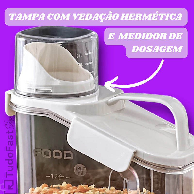 Kit Dispenser Hermetic Food® - Potes Herméticos de Acrílico Multiuso com Dosador